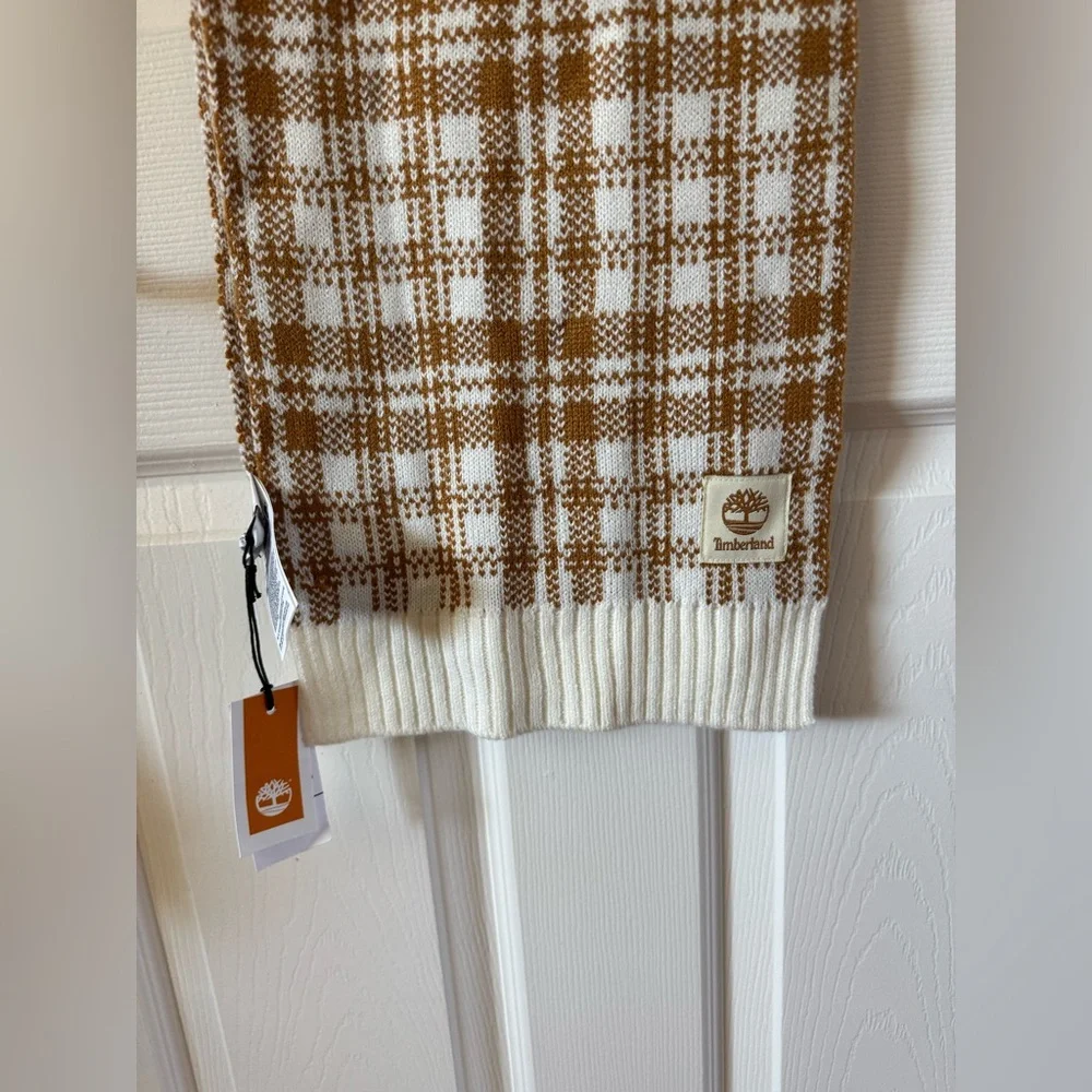 NWT‎ Timberland Unisex Plaid Scarf - Brown and Cream